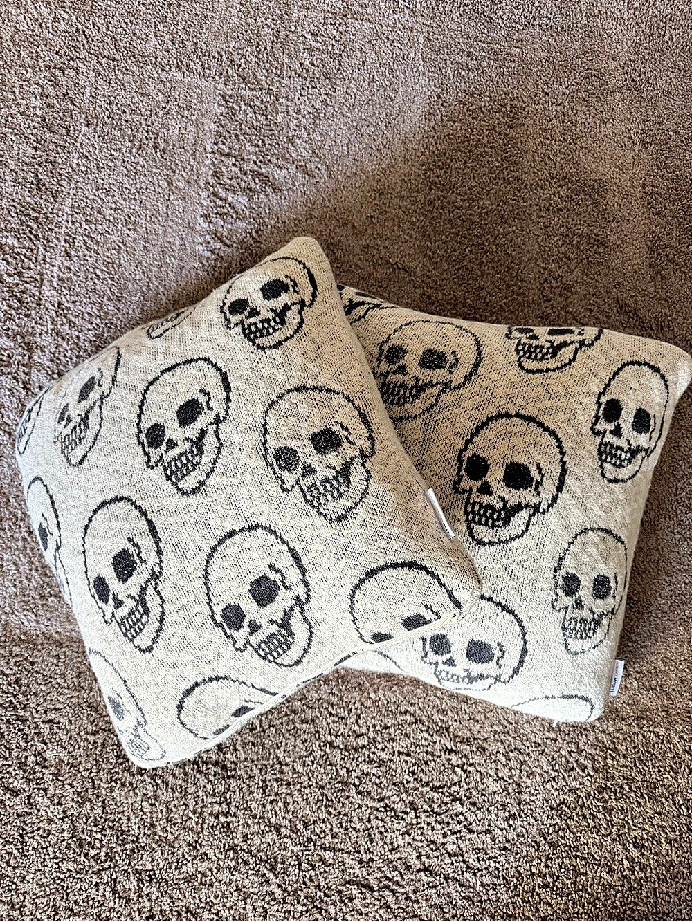 Skull Print Accent Pillow in Gray & Black